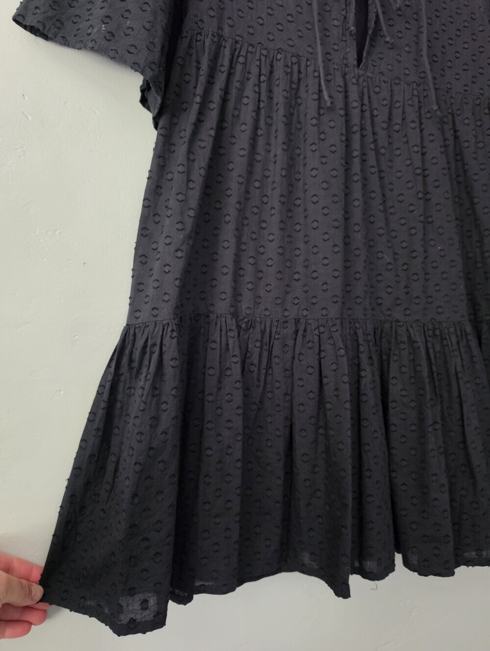 Emerson Fry India Collection Swiss Dot Cotton Black Isla Dress XS/S - Picture 4 of 10
